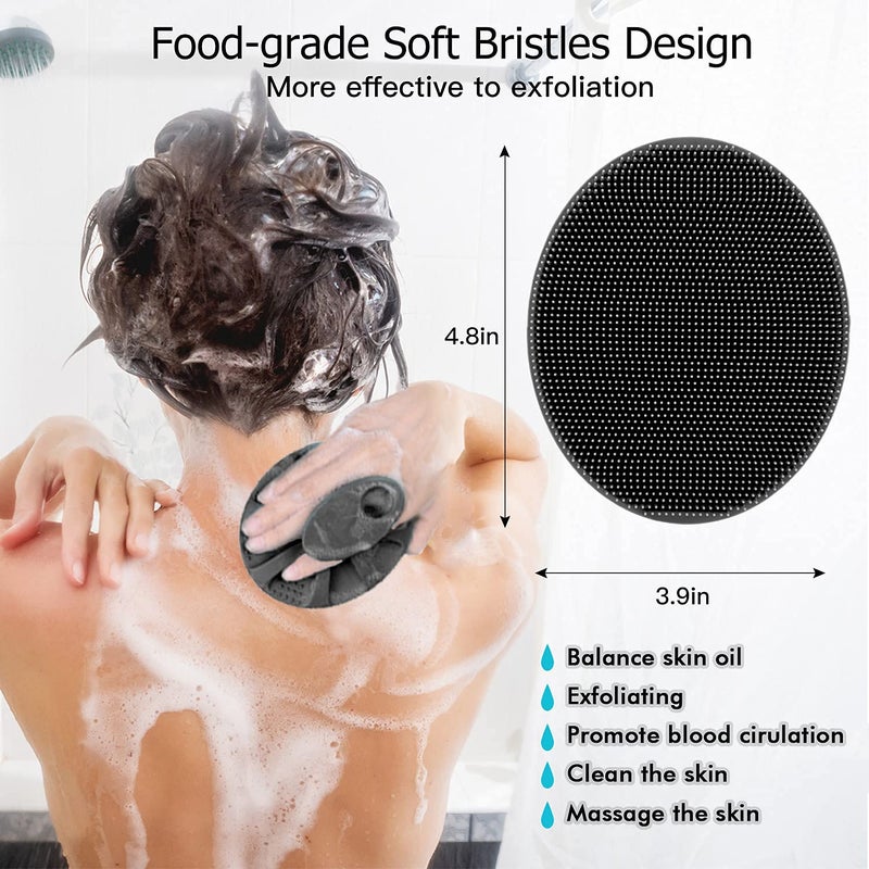 INNERNEED Soft Silicone Body Scrubber Handheld Shower Cleansing Brush, Gentle Exfoliating and Massage for all Kinds of Skin (Black) - Image 3