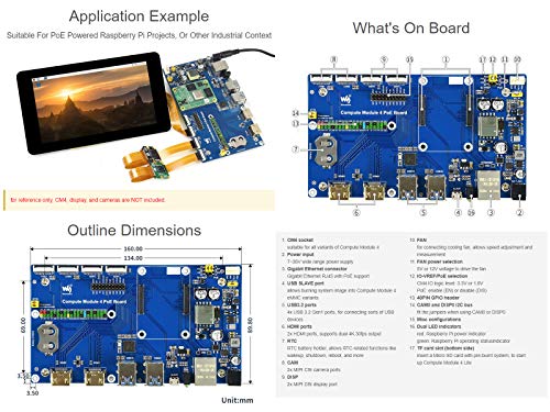 Waveshare لوحة IO لوحدة الحوسبة Waveshare 4 مع ميزة PoE، متوافقة مع Raspberry Pi، مناسبة لجميع متغيرات CM4 - Image 5