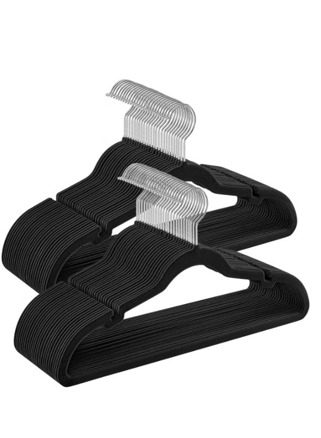 10-Piece Non-Slip Velvet Cloth Hanger Set Black - Image 1