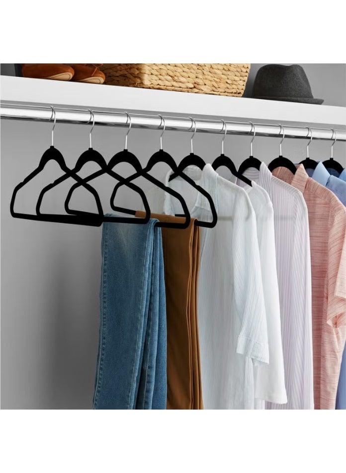 10-Piece Non-Slip Velvet Cloth Hanger Set Black - Image 3