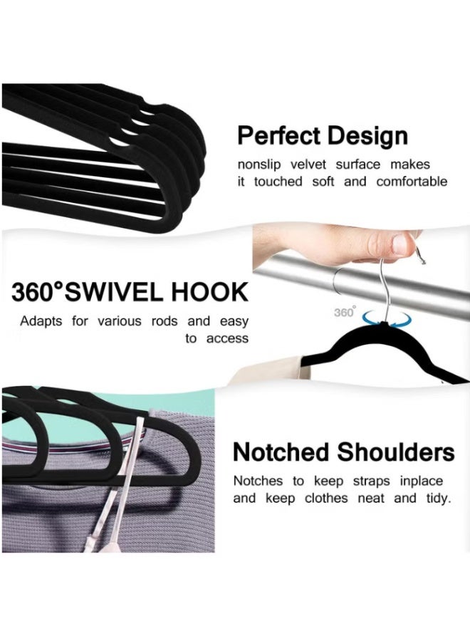 10-Piece Non-Slip Velvet Cloth Hanger Set Black - Image 2