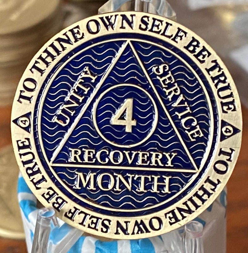 RecoveryChip ميدالية AA لمدة 4 أشهر بلون برونزي عتيق أزرق غامق 120 يوم من الرصانة - Image 5