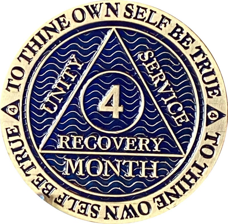 RecoveryChip ميدالية AA لمدة 4 أشهر بلون برونزي عتيق أزرق غامق 120 يوم من الرصانة - Image 3