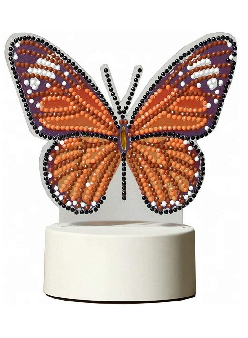 UKR Butterfly Diamond Painting DIY Lamp Kit | LED Light Ambiance | Creative Activity for Kids 3 Years+ | 9.5x3.5cm Stand - Image 1