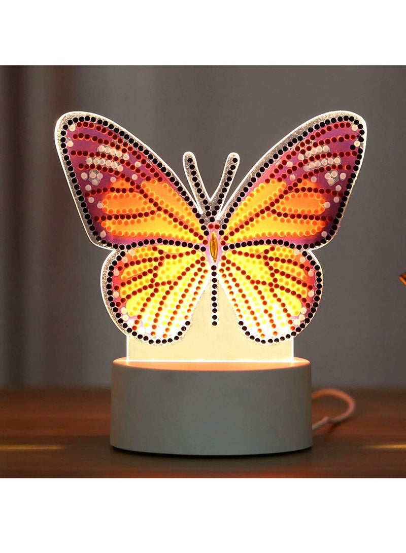 UKR Butterfly Diamond Painting DIY Lamp Kit | LED Light Ambiance | Creative Activity for Kids 3 Years+ | 9.5x3.5cm Stand - Image 2