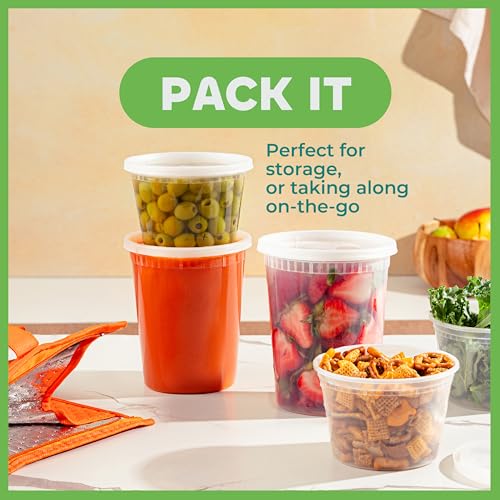 JoyServe Deli Food Containers with Lids - (16 Sets) 8-32 Oz Quart Size & 8-16 Oz Pint Size Airtight Food Storage Takeout Meal Prep Containers, BPA-Free, Dishwasher, Microwave Safe - Image 5