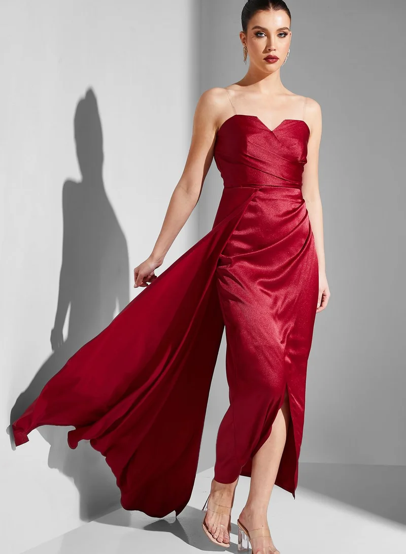 Iyra Sweetheart Neck Belted High Low Dress