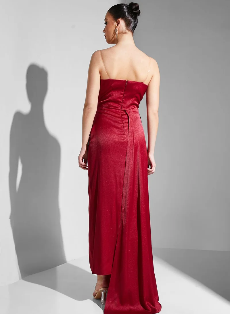 Iyra Sweetheart Neck Belted High Low Dress