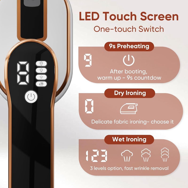 كاست ويف مكيف بخار محمول للملابس، قابل للطي، مع شاشة LED وأربع مستويات من البخار، مكواة يدوية صغيرة جدًا، تنعيم الملابس بسهولة، مناسب للاستخدام في المنزل وأثناء السفر (لون أبيض) - Image 2