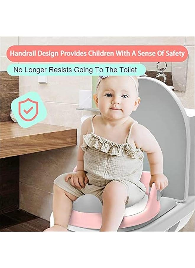 Gonice Toilet Training Seat, Child Safety Baby Toilet Seat with High Splash Protection & Handle And Backrest, Suitable For Boy And Girl Aged 1-8 Years (White)  - Image 2
