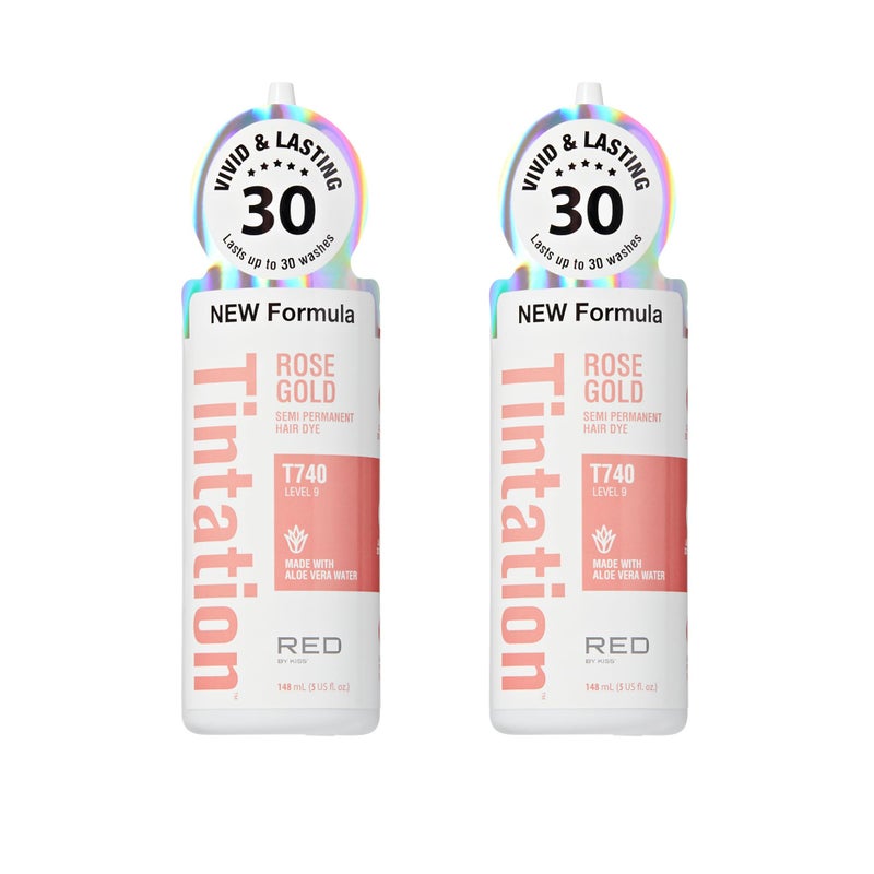 Red by Kiss Red by Kiss Tintation SemiPermanent Hair Color Aloe Vera Water Based Argan Oil Olive Oil Collagen  Keratin LongLasting Color Dye Rose Gold 2 Pk 5 Fl Oz