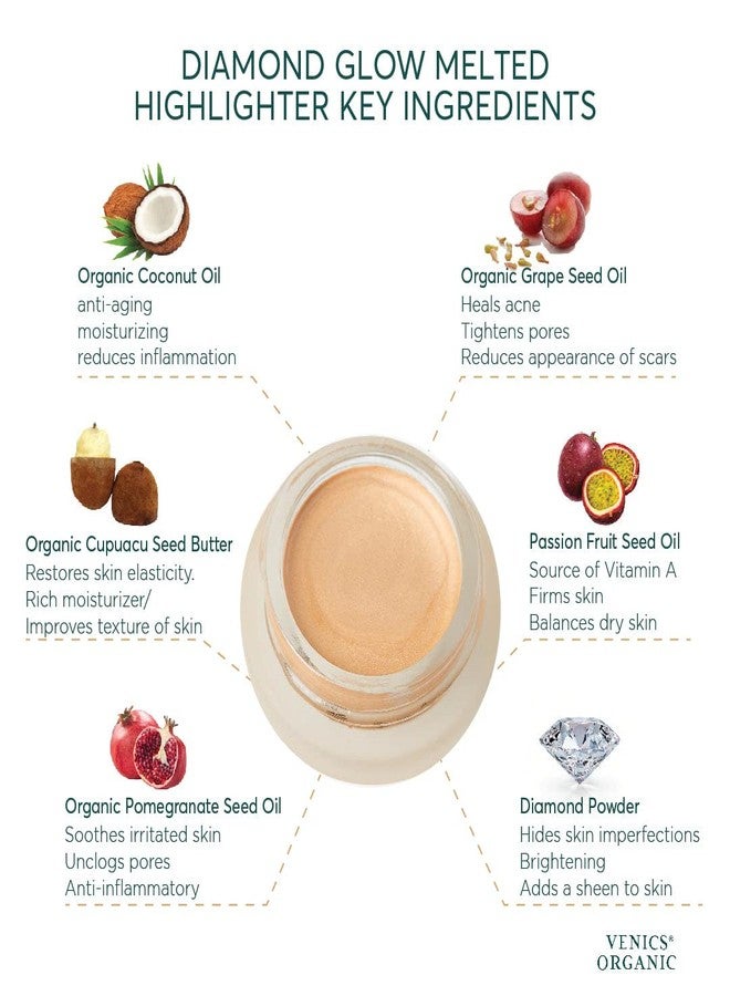 VENICS ORGANIC Diamond Glow Melted Organic Highlighter | 100% Natural, Vegan and Cruelty-Free | First Christmas | Organic Highlighter Makeup | Cream Highlighter (Wedding Ring (Warm Gold)) - Image 5