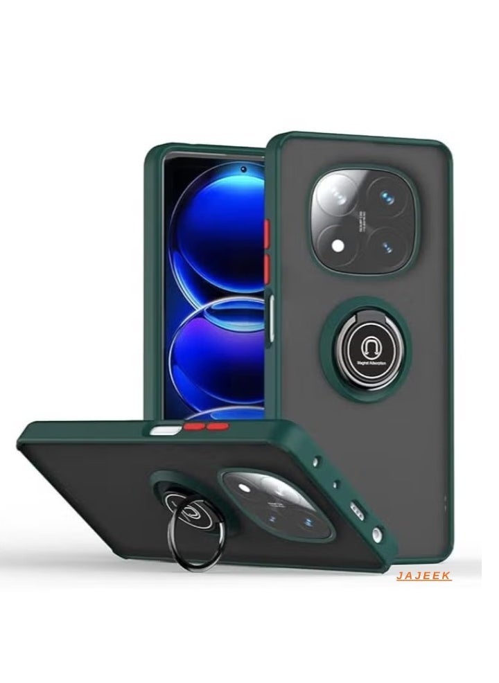 JAJEEK Xiaomi Redmi Note 14 Pro Plus 5G Rotational Metal Ring Grip Kickstand Cover – Magnetic Car Mount Holder, Shockproof TPU Bumper Case for Maximum Protection and Convenience - Image 1