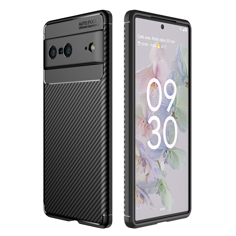 HuHa Case Cover For Google Pixel 7 Carbon Fiber Texture Shockproof TPU Phone Case(Black) - Image 1