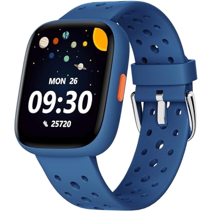 rayihni Smartwatch Kids, 1.8 Inch Fitness Watch Pedometer, 24/7 Pulse, Sleep Monitor, Vibration Alarm, Ip68 Waterproof, Puzzle Games With/Without App, For Girls Boys Teens 5-16, Blue - Image 2