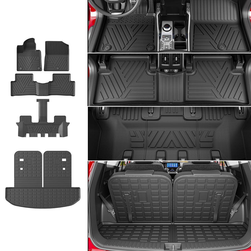 powoq Floor Mats Compatible with 20212025 KIA Sorento Cargo Liner with Backrest MatsTrunk Mat Replacement for KIA Sorento 2021 2022 2023 2024 2025 AccessoriesTrunk Mat with Backrest MatFloor Mats