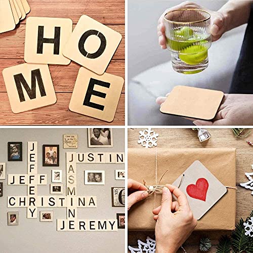 Haoser 50 Pieces 4Inches Unfinished MDF Pieces Square Blank Round Corners Pine MDF Sheets for DIY Arts Craft Project, Wooden Square Cutouts - Image 5