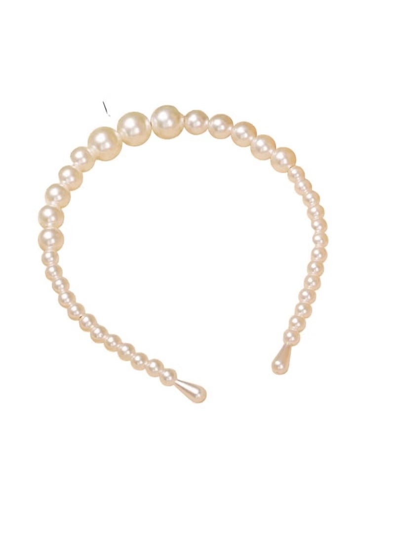 Huitich Elegant White Pearl Headband for Girls  - Image 1