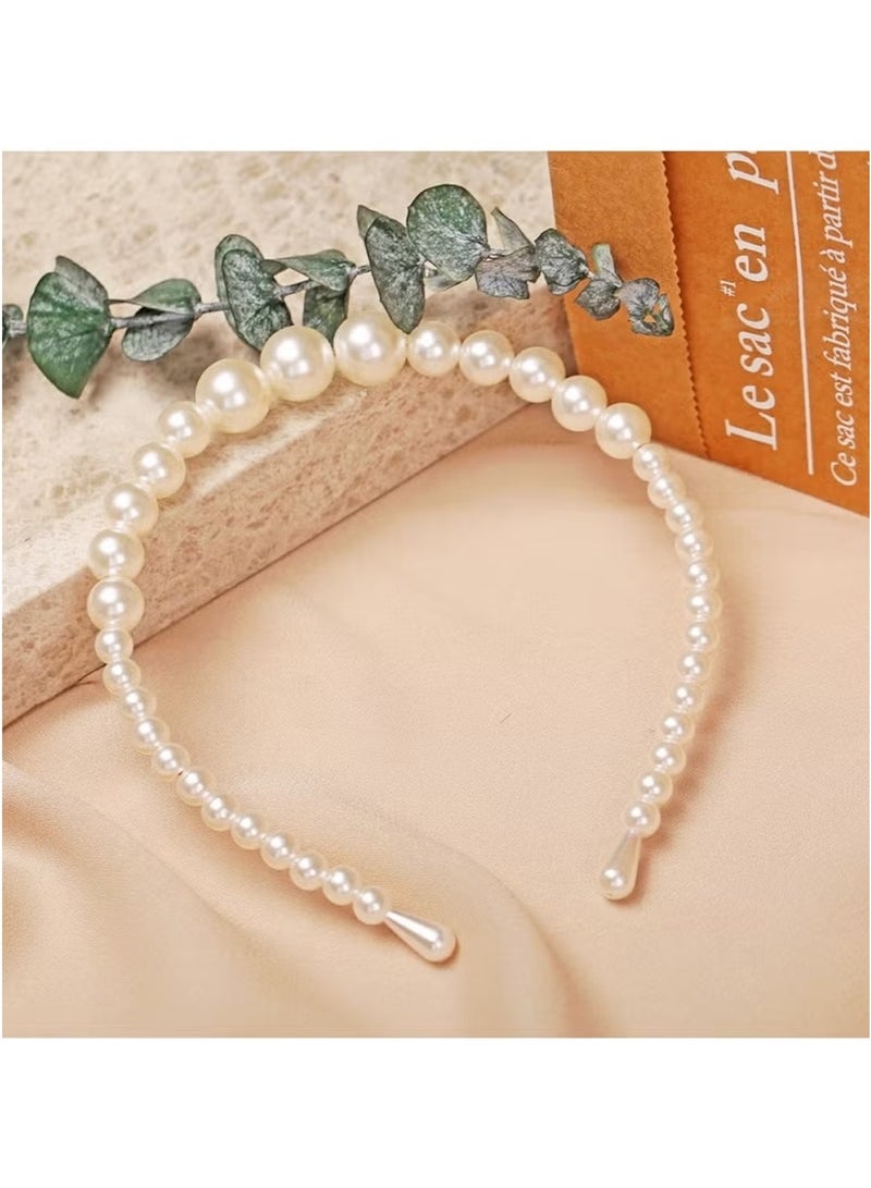 Huitich Elegant White Pearl Headband for Girls  - Image 3