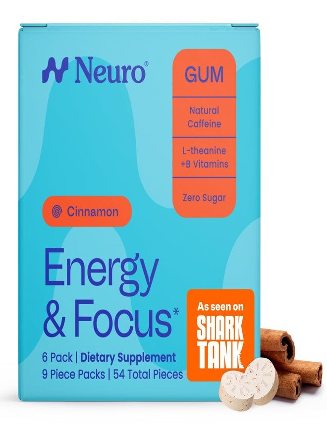 Neuro Energy & Focus Gum - 40mg Natural Caffeine Gum & Nootropic Energy Supplement with L-Theanine & B Vitamins - Sugar Free, Vegan - Cinnamon, 54ct - Image 1
