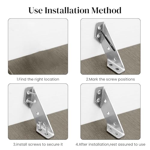 Serplex® 20Pcs Shelf Brackets with 120pcs Screws Multi Hole Brackets Stainless Steel Furniture Corner Connectors 1.1MM Thickening Heavy-Duty Triangle Brackets for Connecting, Wall Mounting - Image 3