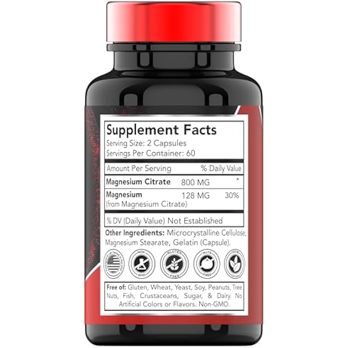 TNVitamins Magnesium Citrate 800 MG - 120 Capsules | Two Month Supply! | Pure Magnesium Citrate Powder Capsules | Citrato De Magnesio | Non-GMO | Produced in The USA! - Image 2