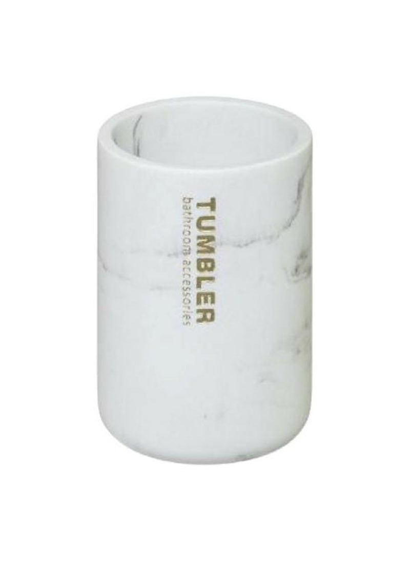Five Simply Smart Marble Effect Tooth Brush Holder Tumbler White 11 x 7.50cm 160937