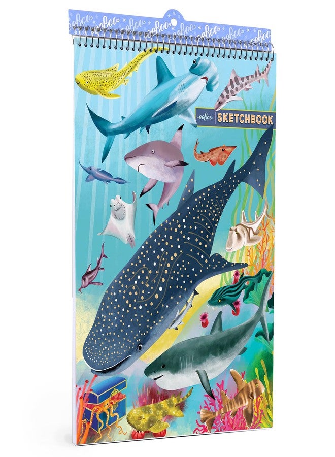eeBoo: دفتر رسم القرش والأصدقاء - كتاب من 60 صفحة، مجلد حلزوني، 8.5x11، صفحات فارغة، ارسم-صمم-ابتكر - Image 1