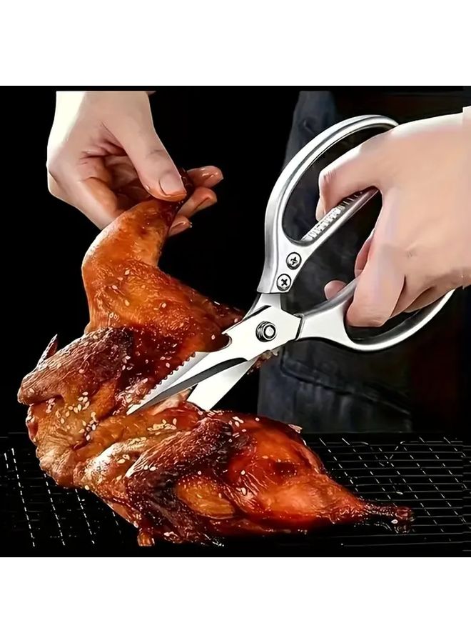 Sk5 Stainless Steel Kitchen Shears High Hardness Strong Chicken Bone Scissors Silvery Multi Functional Food Bone Clippers Bone Cutting Tool For Home Use Professional Kitchen Tool Durable Kitchenware - Image 1