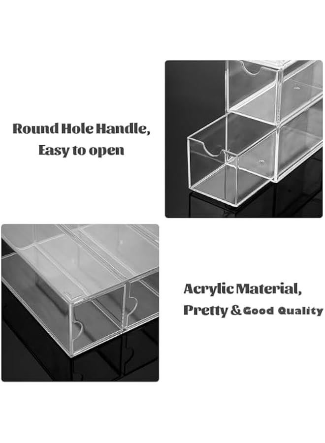 HOOKOR Acrylic Sunglasses Organizer with 4 Drawers Clear Eyeglass Case Eyeglass Storage Display Holder Multipurpose Drawer Organizer Tray for Jewelry Watch Perfume Vanity,6.9 x 2.6 x9.7  - Image 3