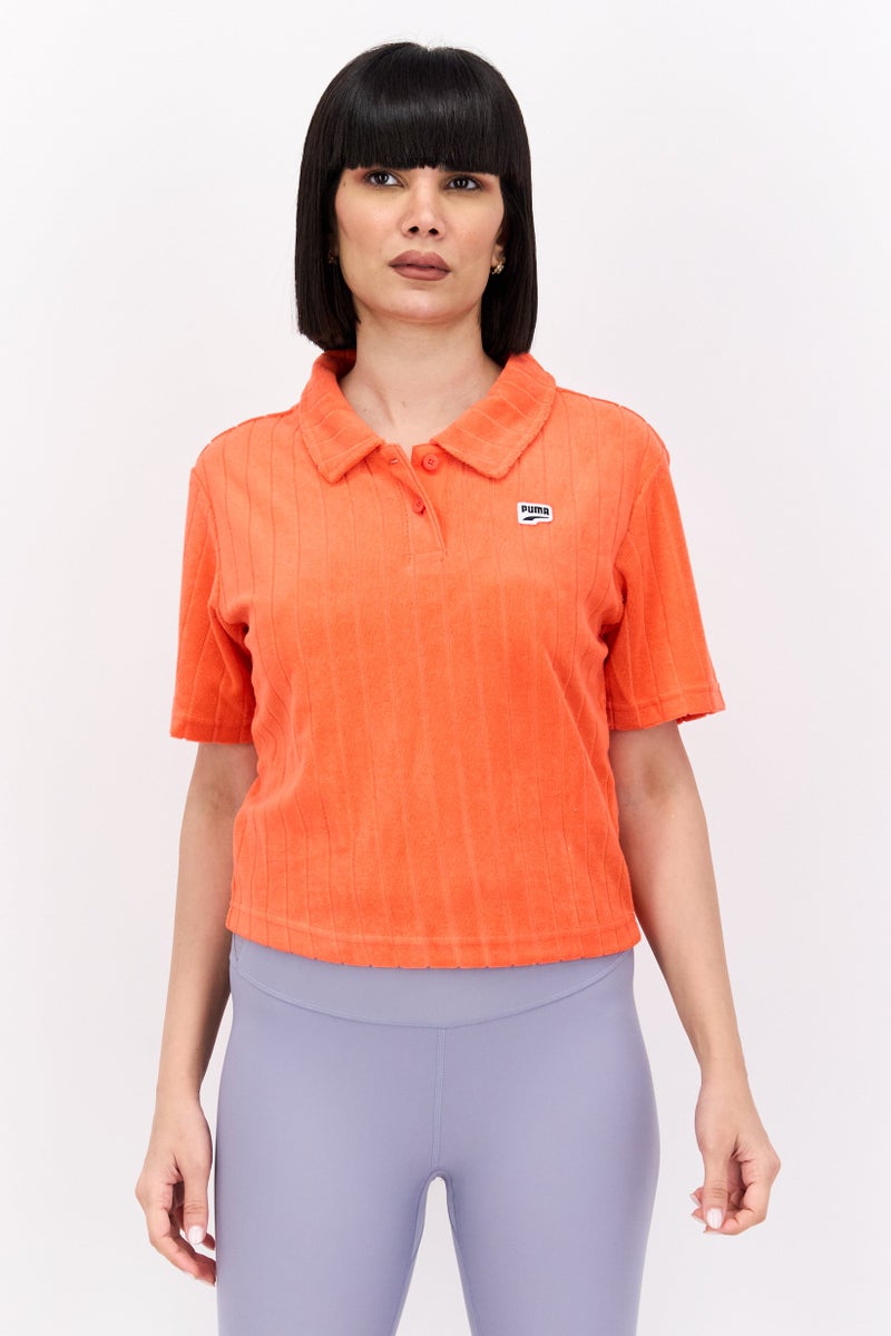 PUMA تي شيرت بولو نسائي رياضي بأكمام قصيرة، خارجي، لون كورال - Image 1