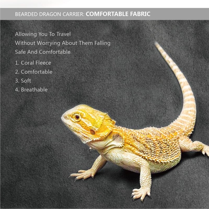 Yosadol Bearded Dragon Leash and Harness Set, Beardie Carrier, Lizard Adjustable Harness with Leather Wings and Sling Bag, Reptile Small Pet Backpack Batwing Accessories (Grey) - Image 3