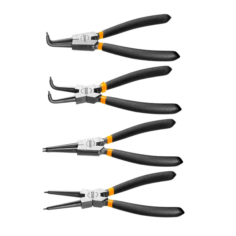 INGCO 4 Pcs Circlip Pliers Set 2 Pcs of 1802 pcs of 90 Size7180mm Diameter18mm Overall Forging and Heat Treatment High Strength and Long Service Life - Image 1