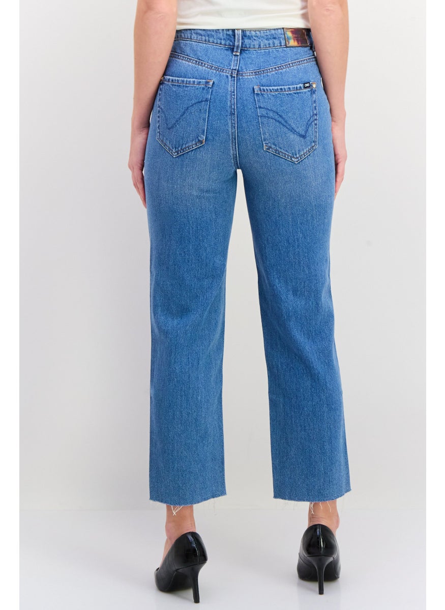 ONLY Women Straight Fit Ripped Non Stretchable Denim Jeans, Blue  - Image 3