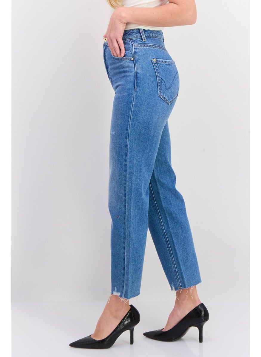 ONLY Women Straight Fit Ripped Non Stretchable Denim Jeans, Blue  - Image 2