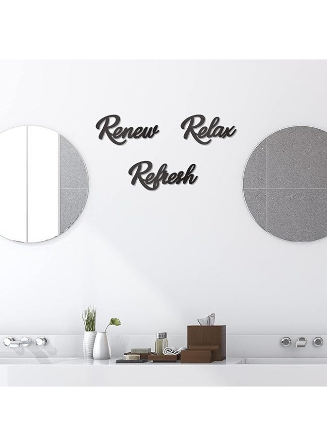 MIRFA Wooden Wall Art With Self Adhesive Base - Black (Relax, Renew, Refresh) - Image 4