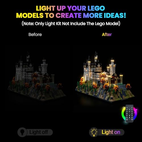 Hilighting Upgraded Led Light Kit Compatible with Lego Architecture Neuschwanstein Castle Building Set RC Version Compatible with Lego 21063 Gift for Architecture Fan Model Not Included - Image 5
