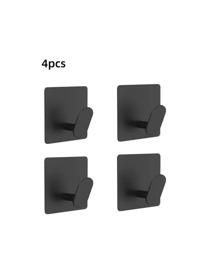 4 قطع من خطاطيف الفولاذ المقاوم للصدأ الأسود غير اللامع ذاتية اللصق للمناشف والأردية والملابس - Image 1