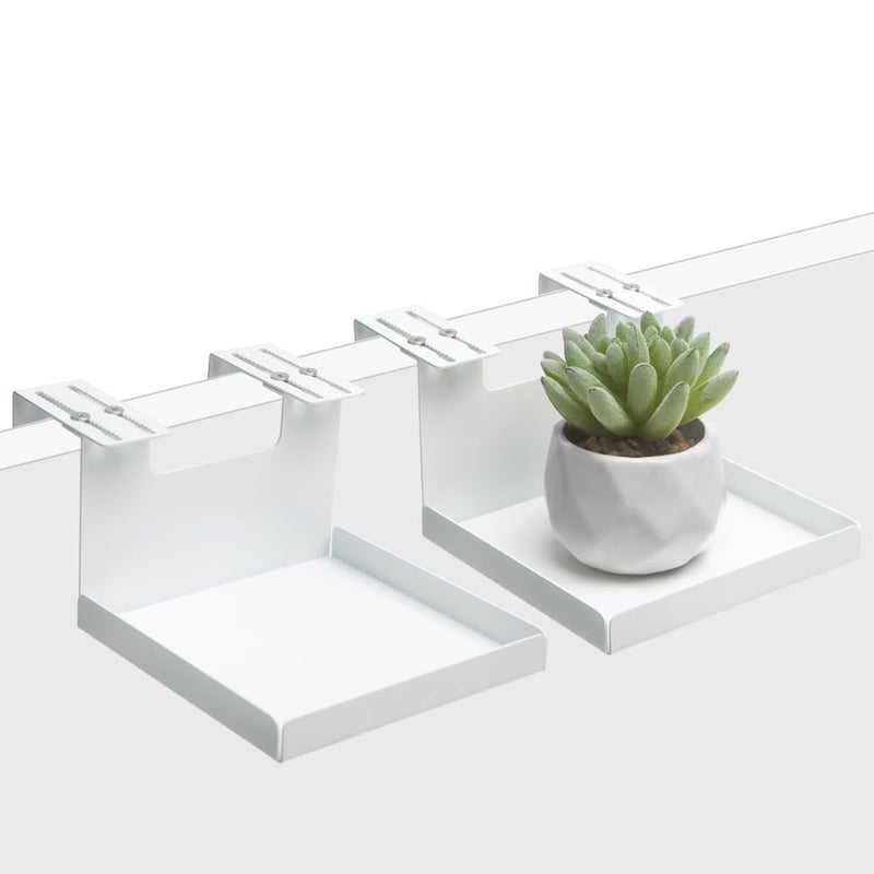 AKBFOX Office Small Cubicle Shelf Storage Organizer Floating Corner Rack Hanging Mini Shelf Adjustable Home Office Essentials for Small Planter Statue Decor Photo Frame 2 Pack - Image 2