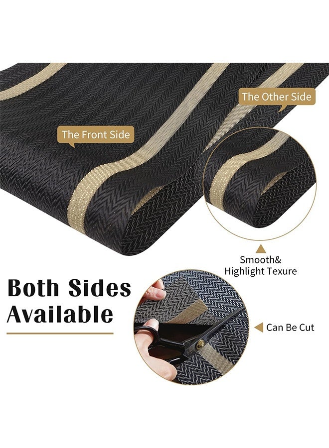Woven Vinyl Table Runner Black Table Runner Woven with Golden Threads 30*180cm Wipeable Waterproof Dining Table Mats  - Image 3