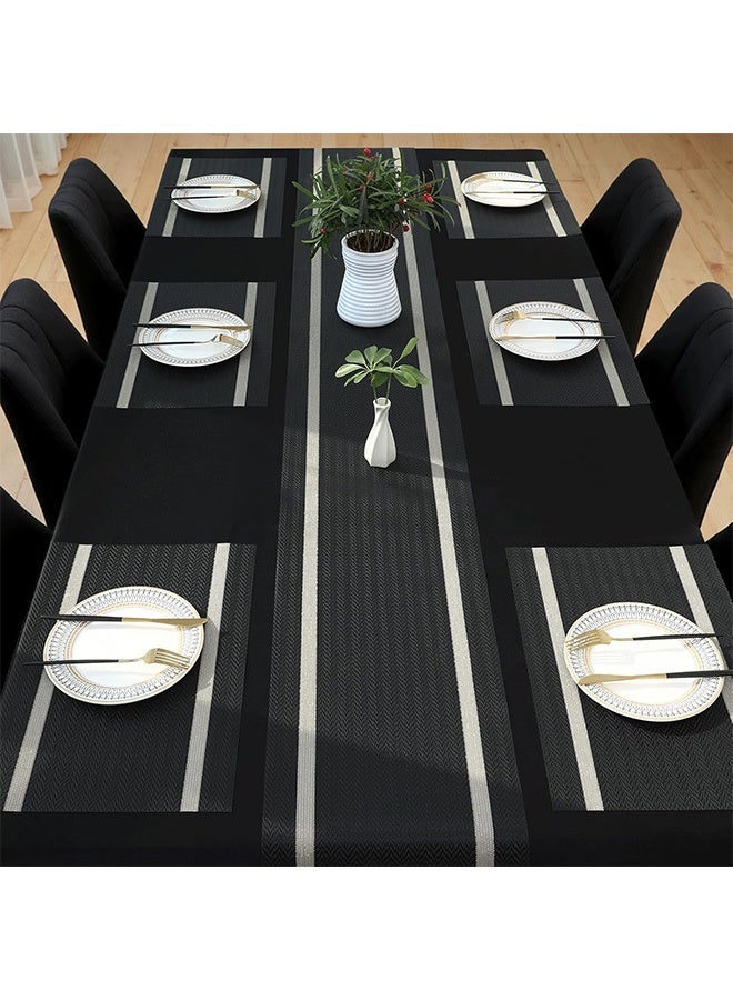 Woven Vinyl Table Runner Black Table Runner Woven with Golden Threads 30*180cm Wipeable Waterproof Dining Table Mats  - Image 5