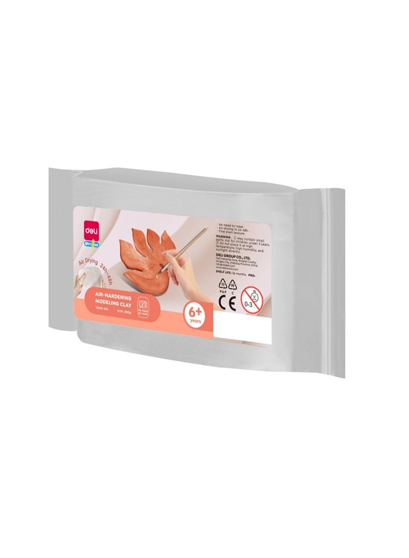 Deli 1-Piece Air Hardening Clay 250gm Content Brown - Image 1