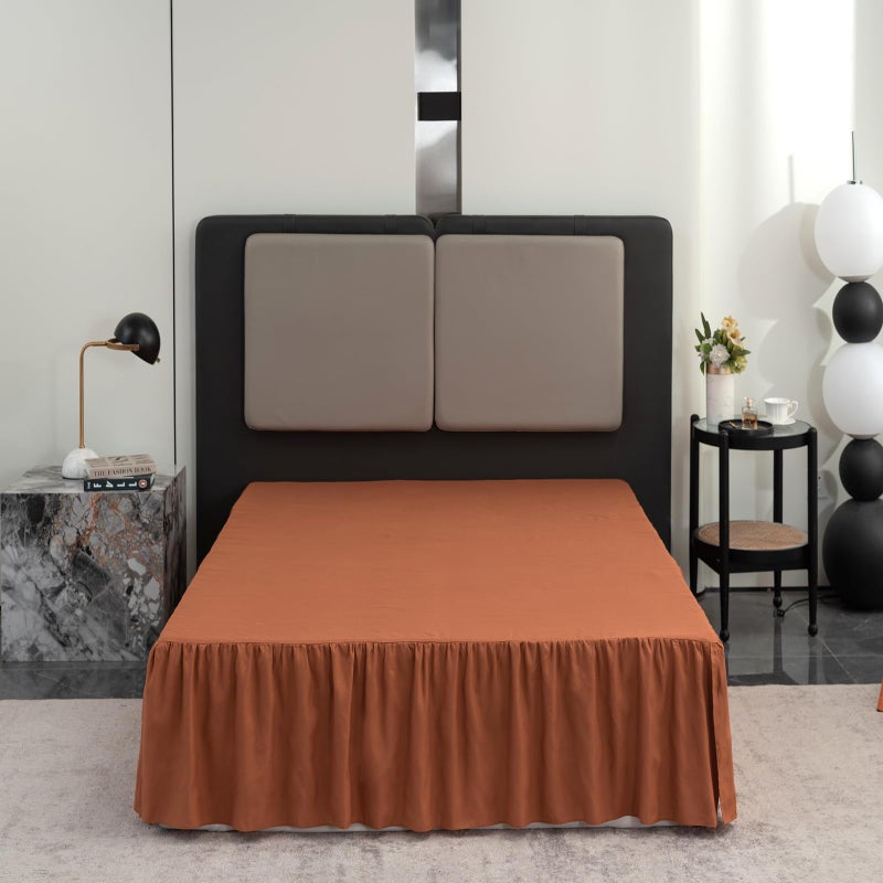 TSUTOMI Terracotta Bed Skirt Full Size Ruffled Bed Skirt with Split Corners  Full Bed Skirt 14 Inch Drop  Full Size Bed Skirt Terracotta for Ruffled Bed Skirt with Split Corners  Bed Skirt Full Size  - Image 1