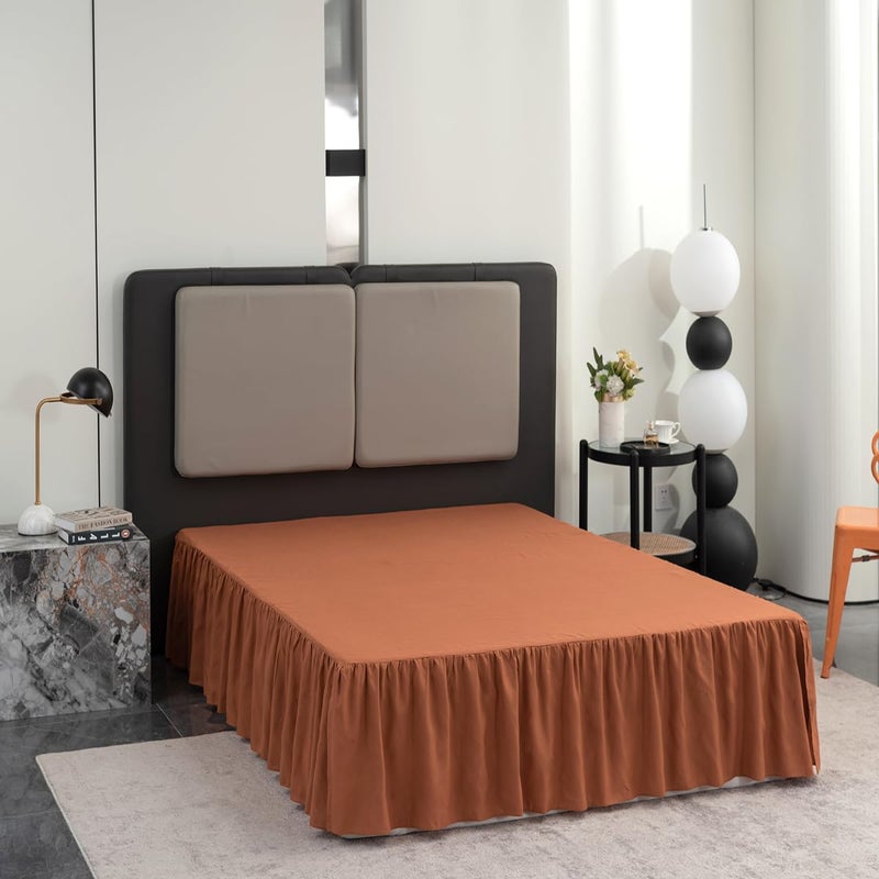 TSUTOMI Terracotta Bed Skirt Full Size Ruffled Bed Skirt with Split Corners  Full Bed Skirt 14 Inch Drop  Full Size Bed Skirt Terracotta for Ruffled Bed Skirt with Split Corners  Bed Skirt Full Size  - Image 5