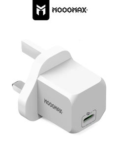 MOOGMAX Adapter charger with PD (Type-C) port, supports very fast charging 20W - with GaN tech, which makes it 3 times faster - suitable for Apple, Samsung, Nintendo Switch, & other devices - White  - Image 2