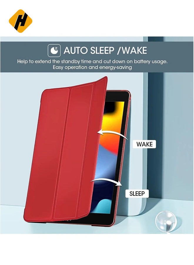 iPad 10.2 Case - Compatible with 9th Generation (2021), 8th Generation (2020), 7th Generation (2019) - Slim Stand Hard Back Shell Protective Smart Cover for 10.2 iPad - Red