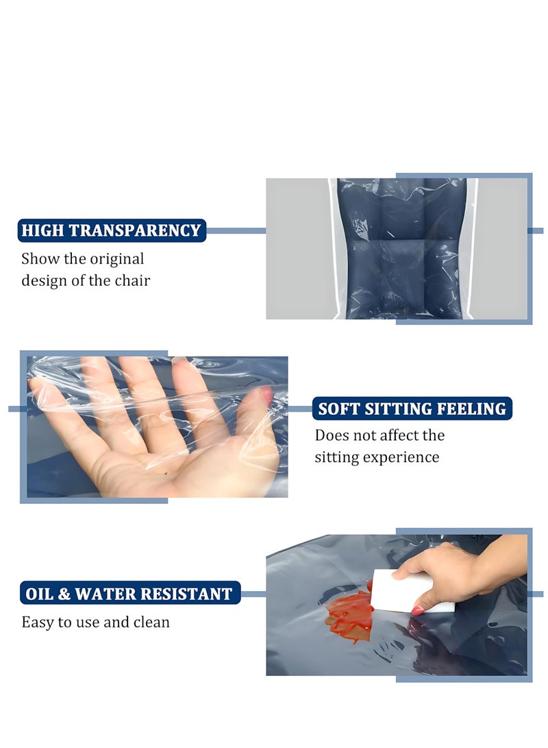 المي هومي غطاء كرسي بلاستيك شفاف طويل (عدد 2) – واقي مقعد من الـ PVC مقاوم للماء والخدوش، حماية كاملة للكراسي في غرفة الطعام والمطبخ وغرفة المعيشة – مقاوم للغبار والبقع وخدش الحيوانات الأليفة، سهل التنظيف، مثالي للمنزل والمكتب - Image 5