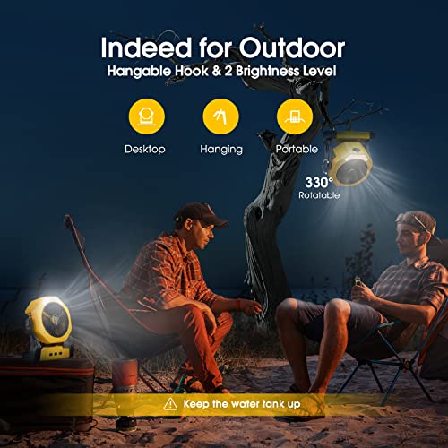 Ausic Portable Misting fan, 8-Inch Cooling Mist Fans, [8-35Hrs] USB Rechargeable Battery Powered Fan with Mister, 250mL Water Tank & LED Lantern, for Home Desk, Bedroom, Office, Outdoor&Indoor Use - Image 4