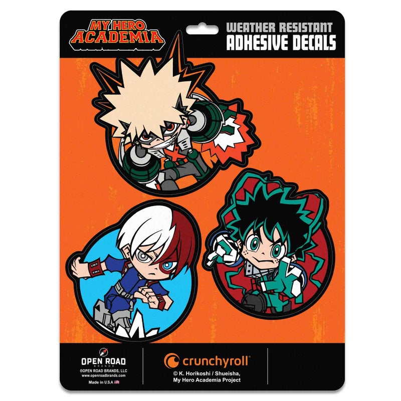Open Road Brands My Hero Academia Adhesive Vinyl Decals Fun Set of My Hero Academia Stickers for Car Laptop or Water Bottle 1 Pack 3 Count - Image 3
