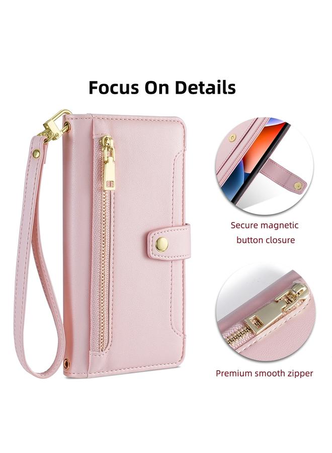S-TOP Case For Huawei P50 Sheep Texture Cross-body Zipper Wallet Leather Phone Case - Image 2